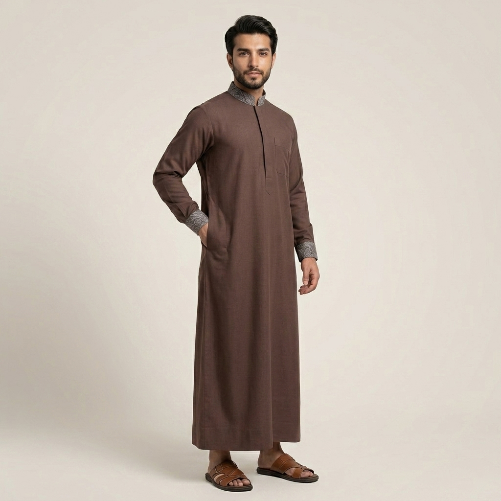 Chocolate Brown Designer Thobe for Men