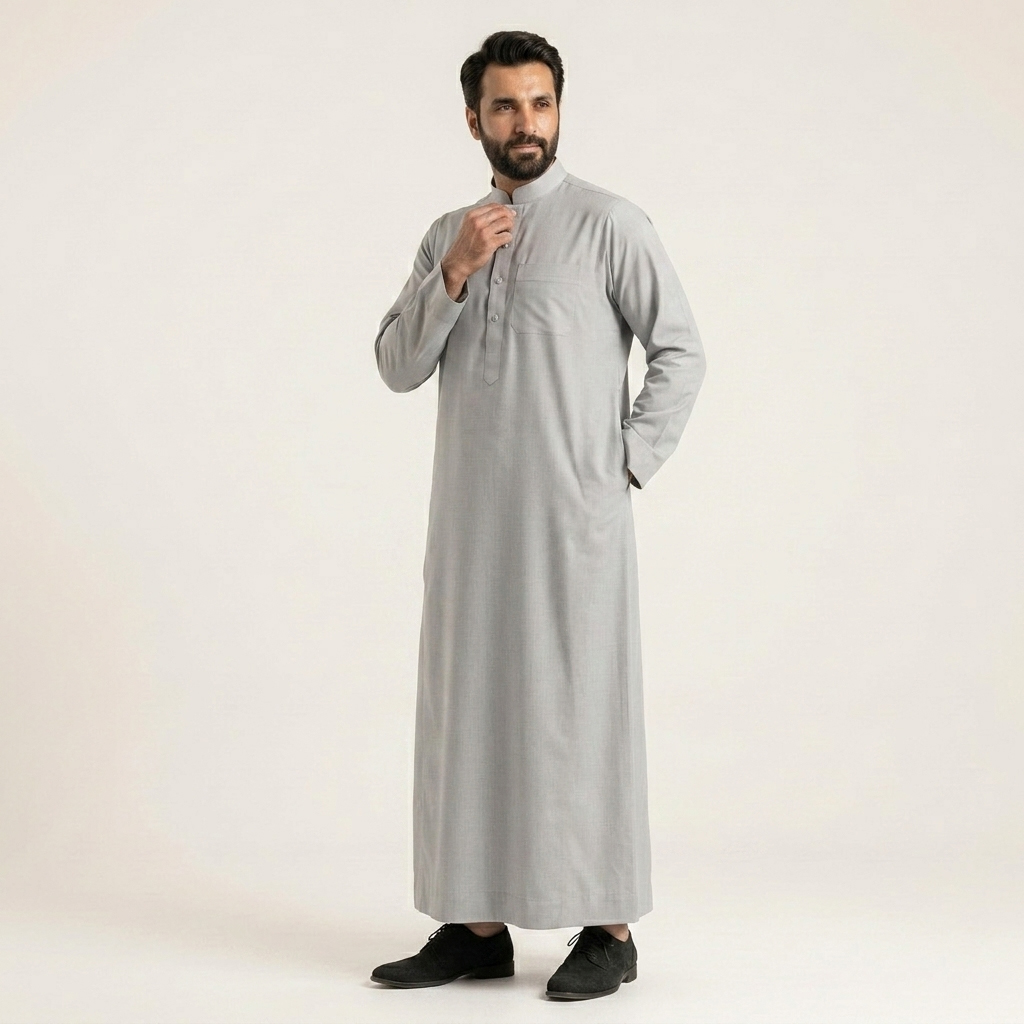 Classic Dove Grey Mens Arabic Thobes