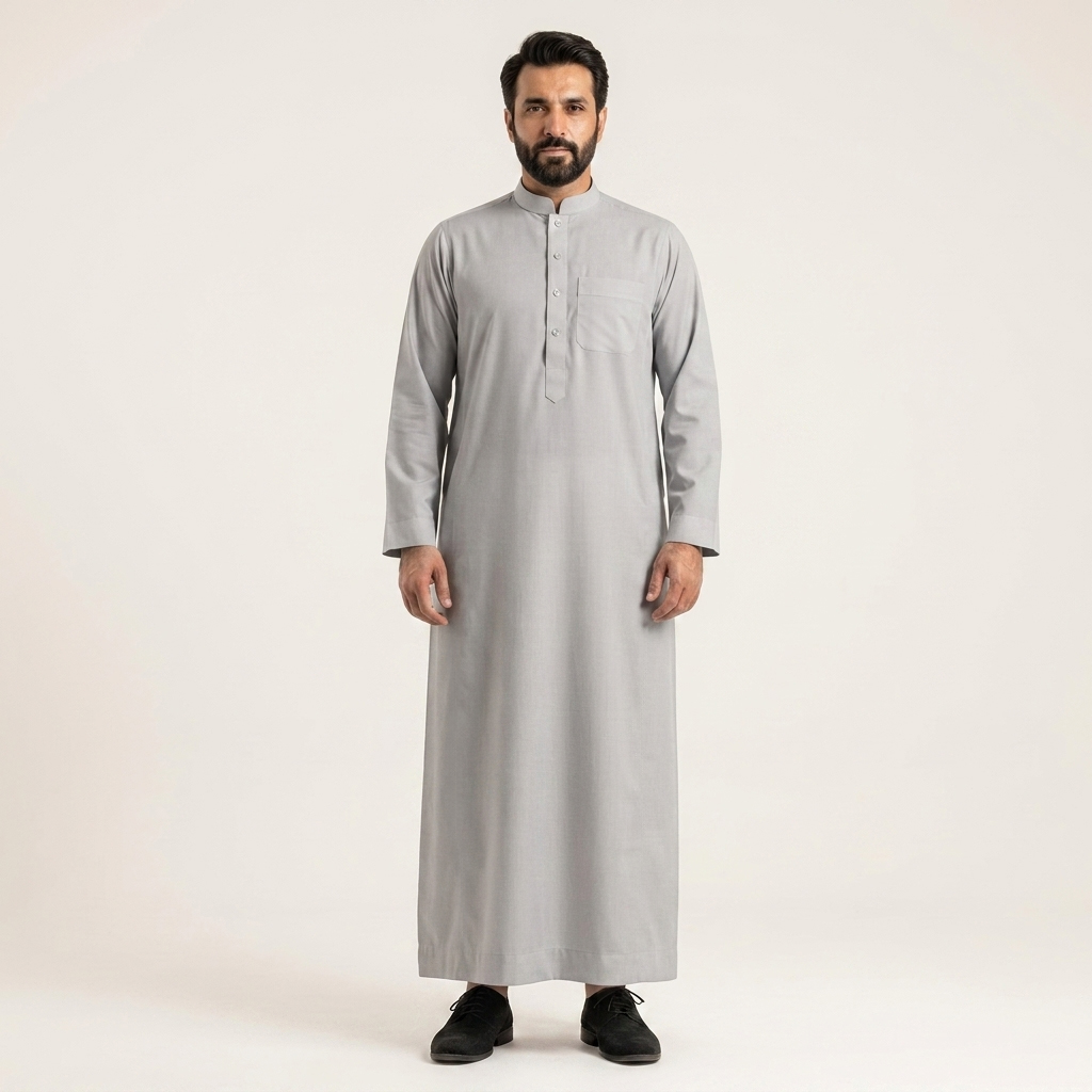Classic Dove Grey Mens Arabic Thobes