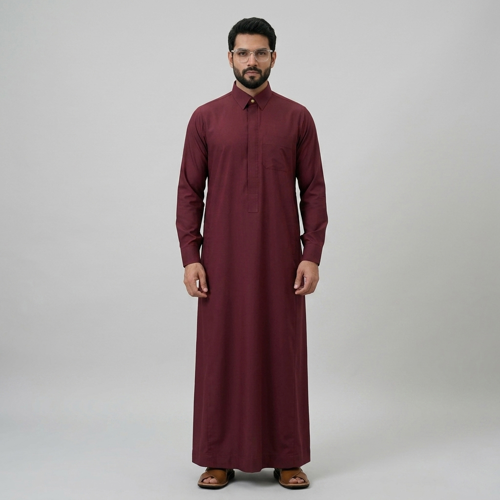 Classic Point Collar Mens Maroon Thobe