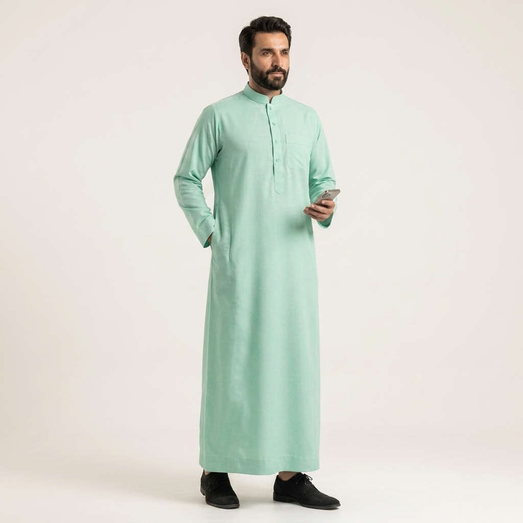 Classic Saudi Mint Green Mens Thobes