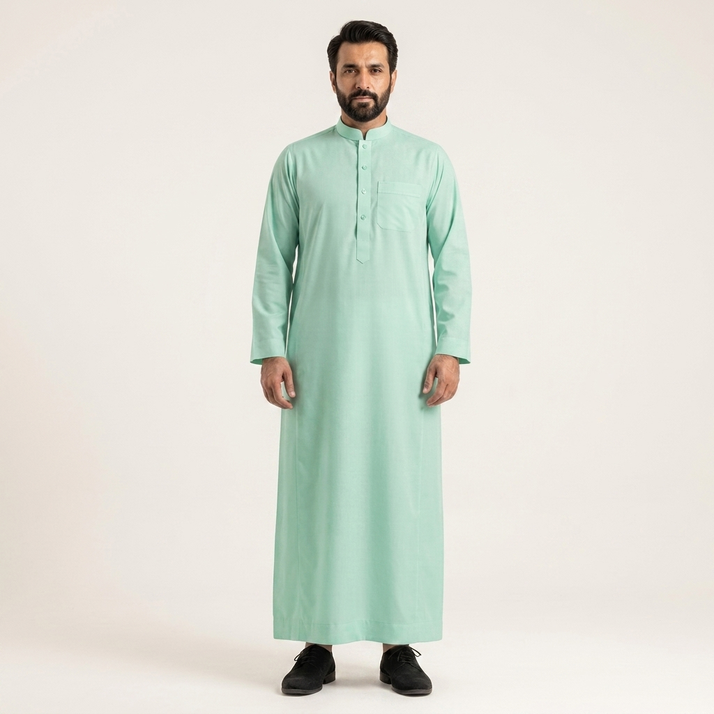Classic Saudi Mint Green Mens Thobes