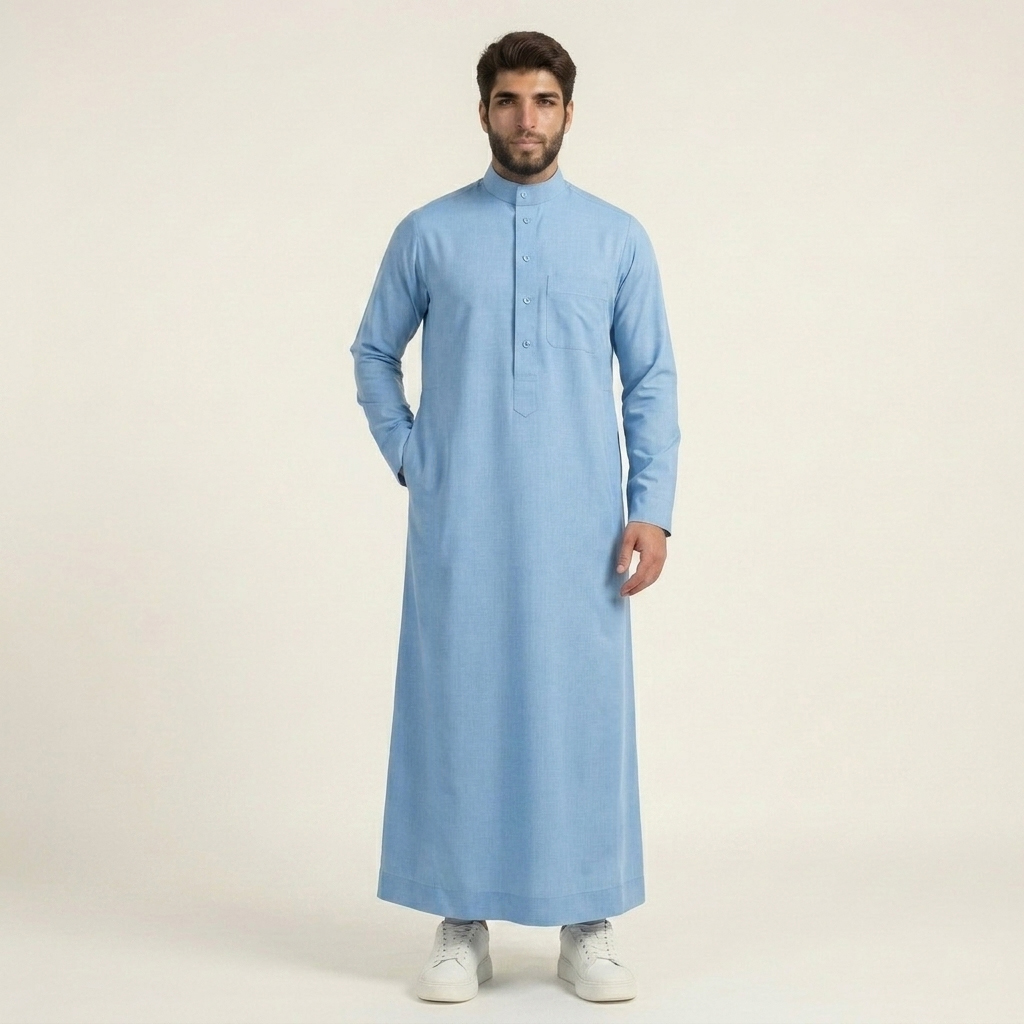 Classic Sky Blue Mens Arabic Thobes