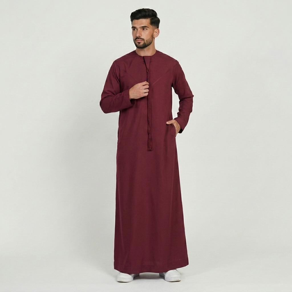 Deep Maroon Mens Emirati Thobes