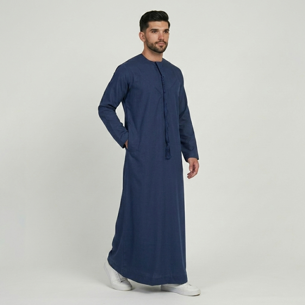 Executive Navy Blue Mens Emirati Thobes