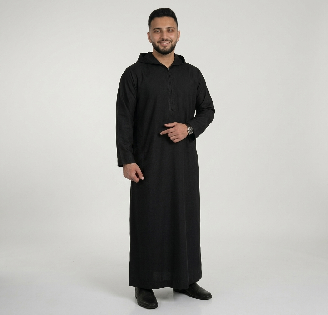 Executive Onyx Black Mens Hooded Thobes