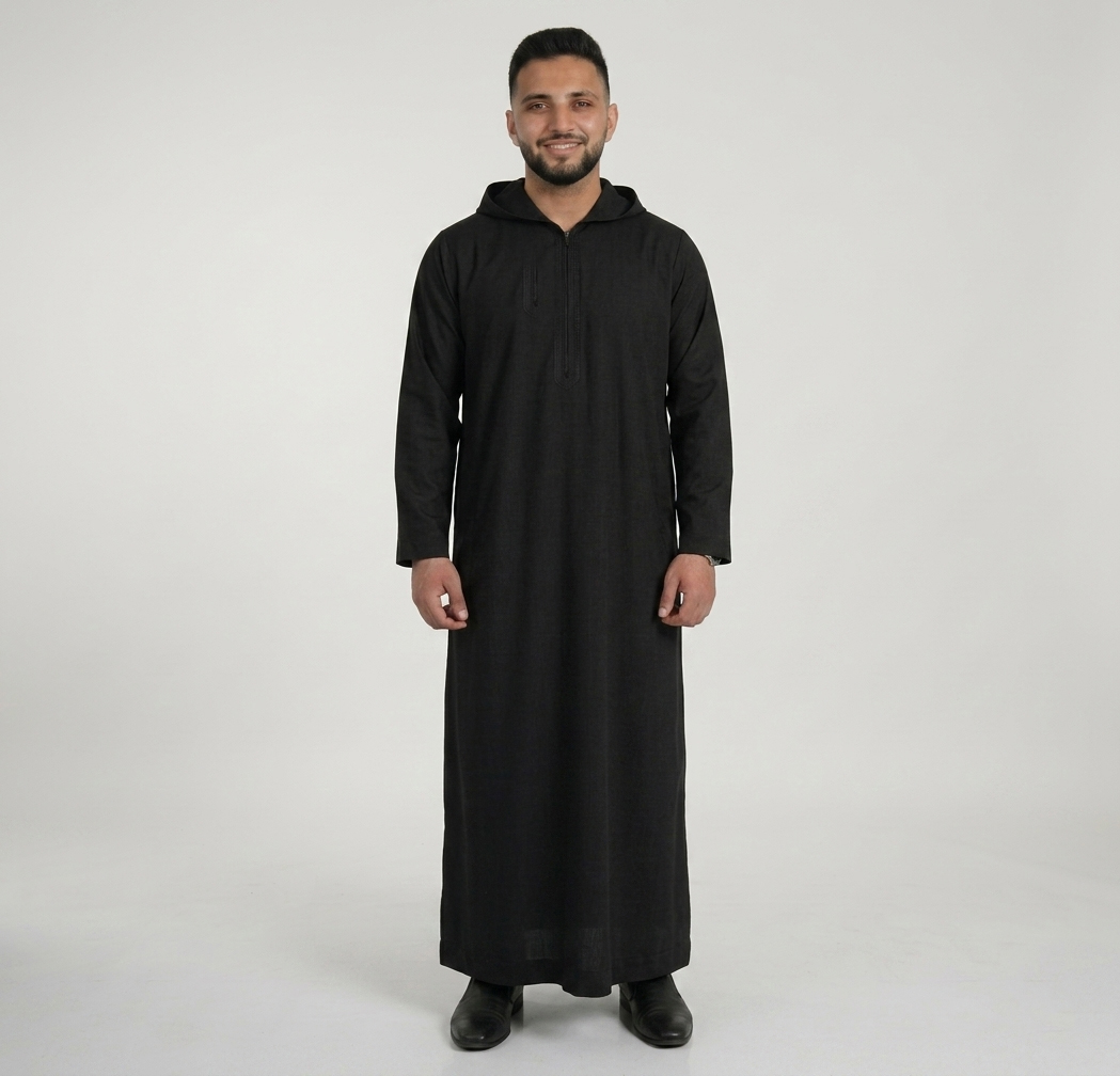 Executive Onyx Black Mens Hooded Thobes