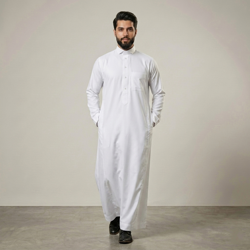 Executive White Mens Cashmere Wool Thobe