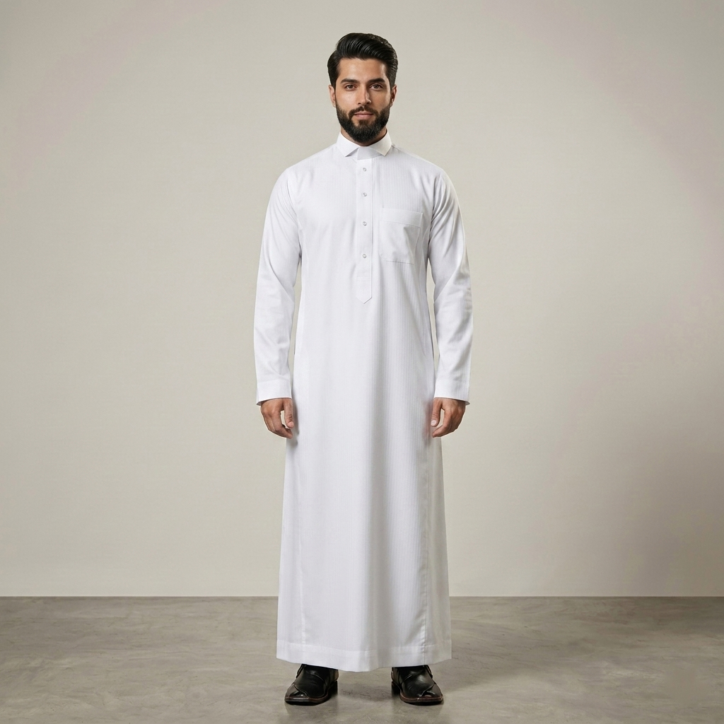 Executive White Mens Cashmere Wool Thobe