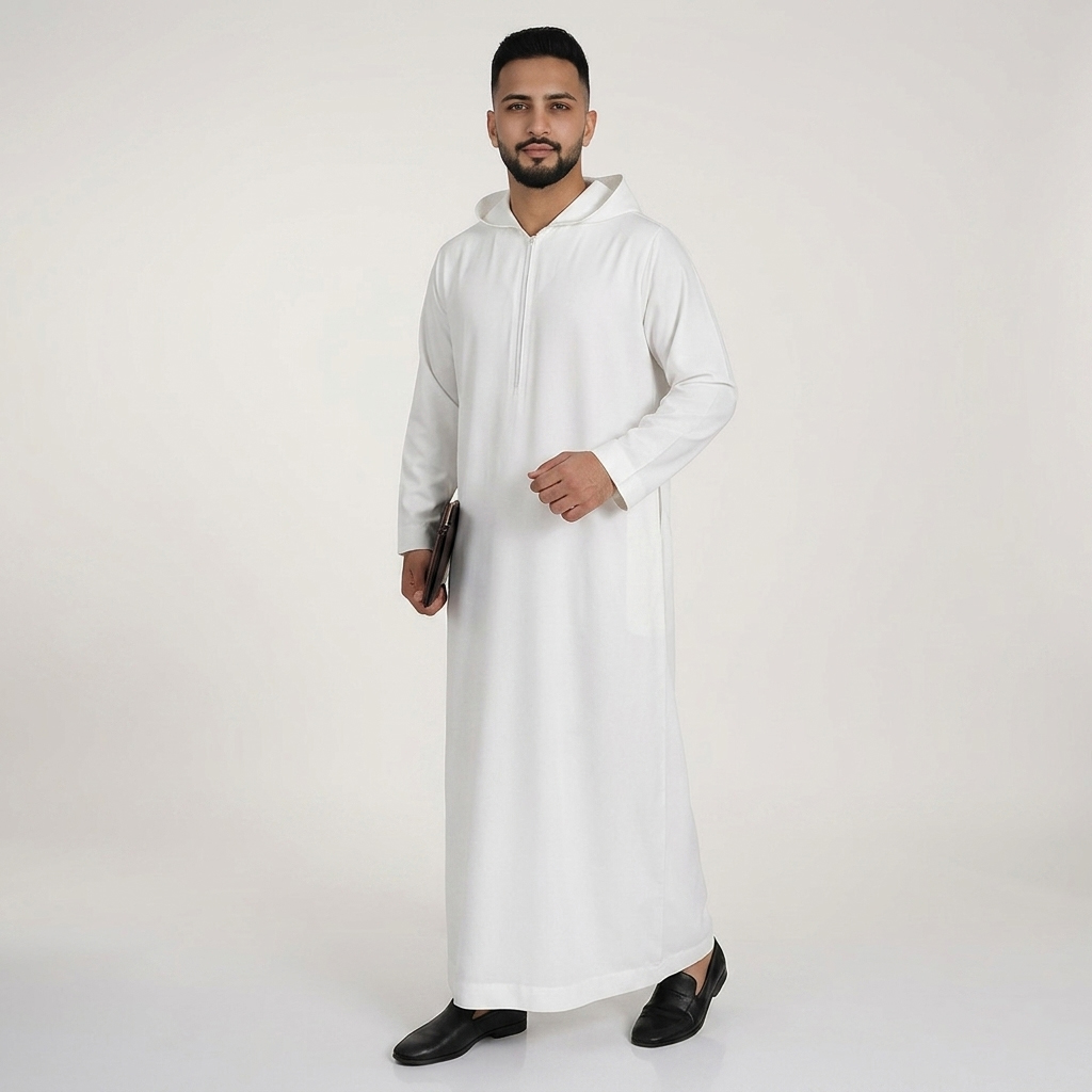Executive White Mens Hooded Thobes