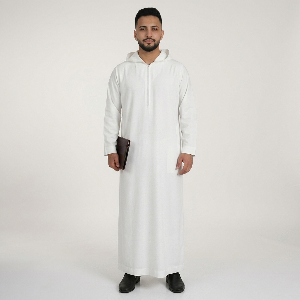 Executive White Mens Hooded Thobes