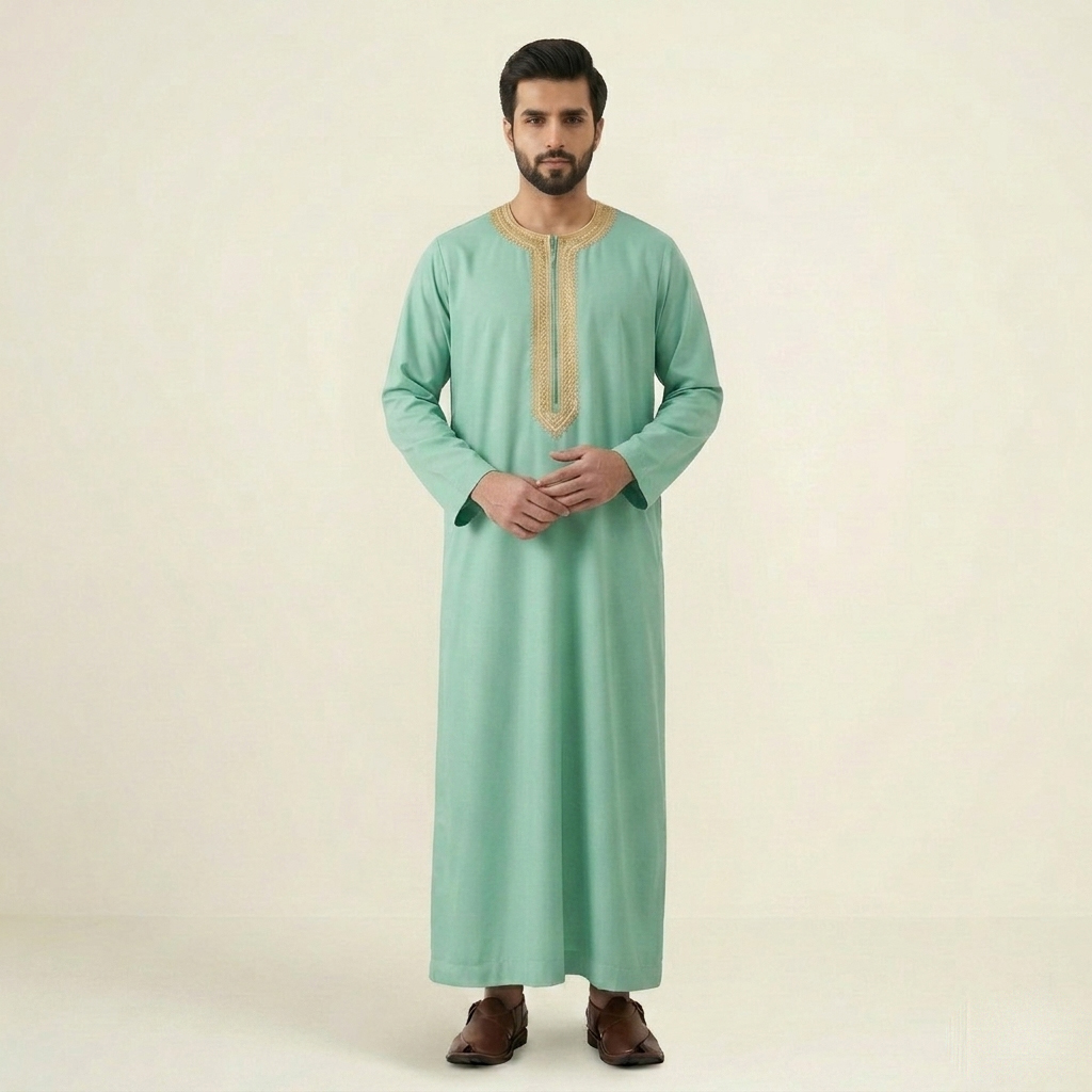Heritage Mint Green Mens Moroccan Thobe Heritage Mint Green Mens Moroccan Thobe