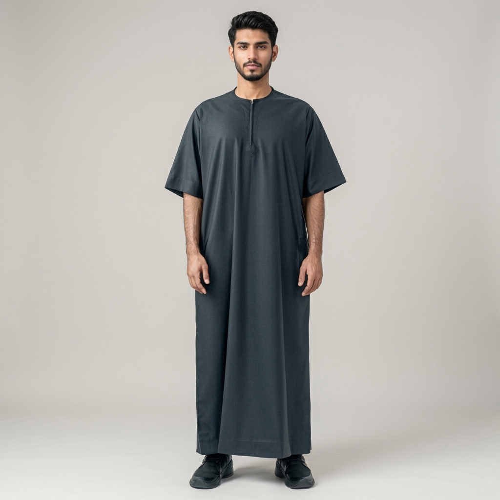 Men’s Black Half Sleeves Thobe