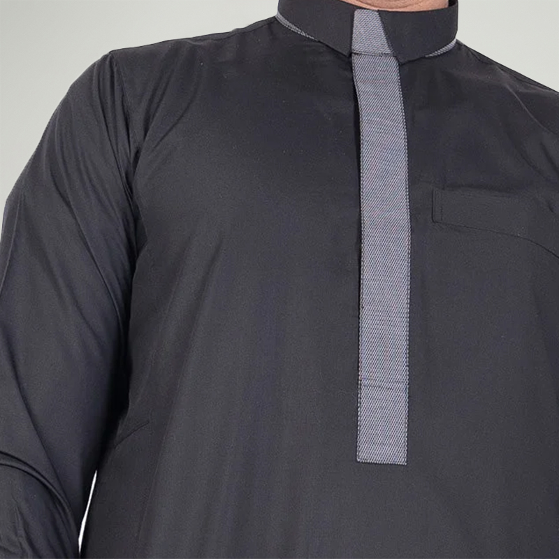 Men’s Designer Printed Black Thobe