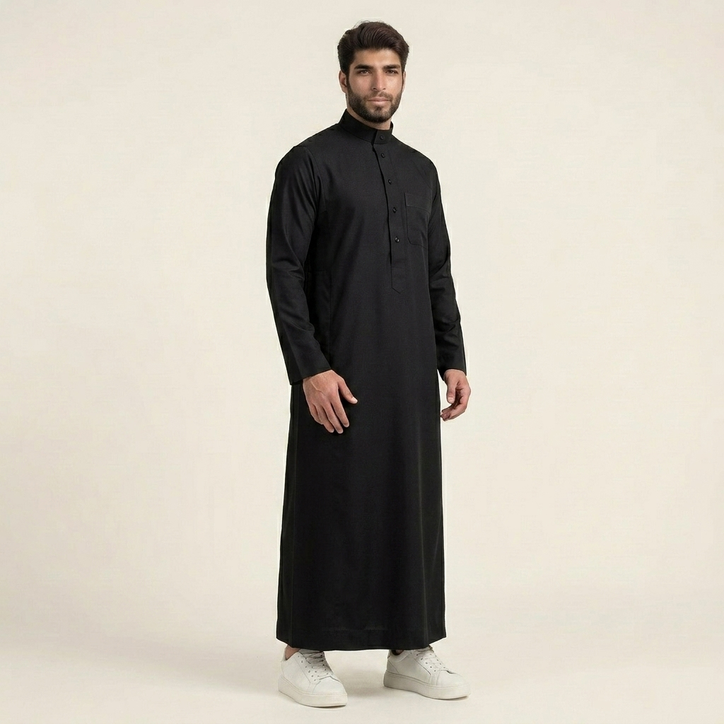 Midnight Black Mens Arabic Thobes