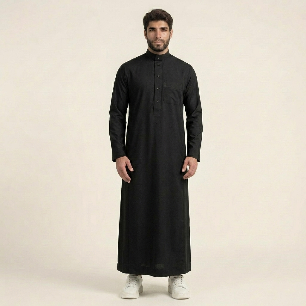 Midnight Black Mens Arabic Thobes