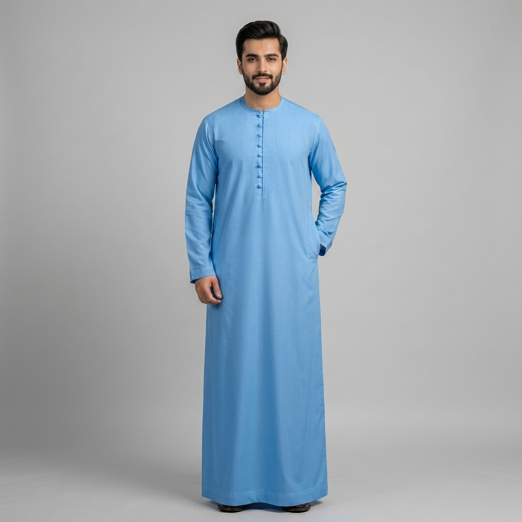 Minimalist Sky Blue Mens Thobes