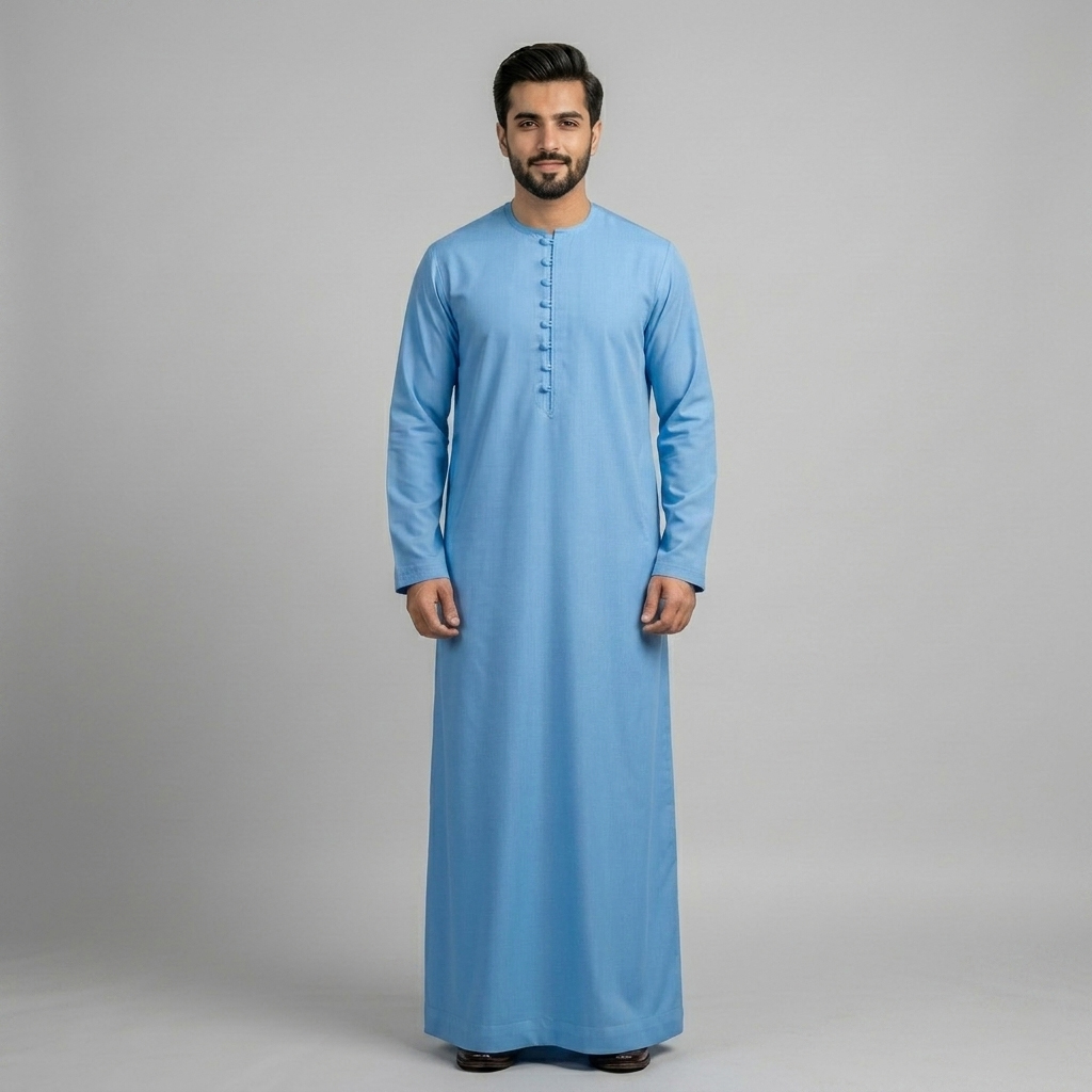 Minimalist Sky Blue Mens Thobes