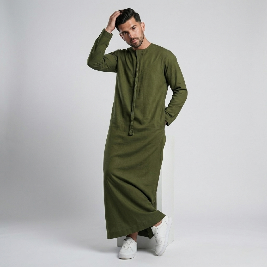 Olive Green Mens Emirati Thobes
