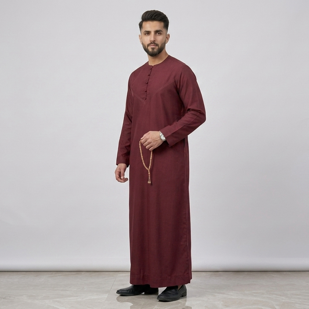 Omani Style Mens Maroon Thobes