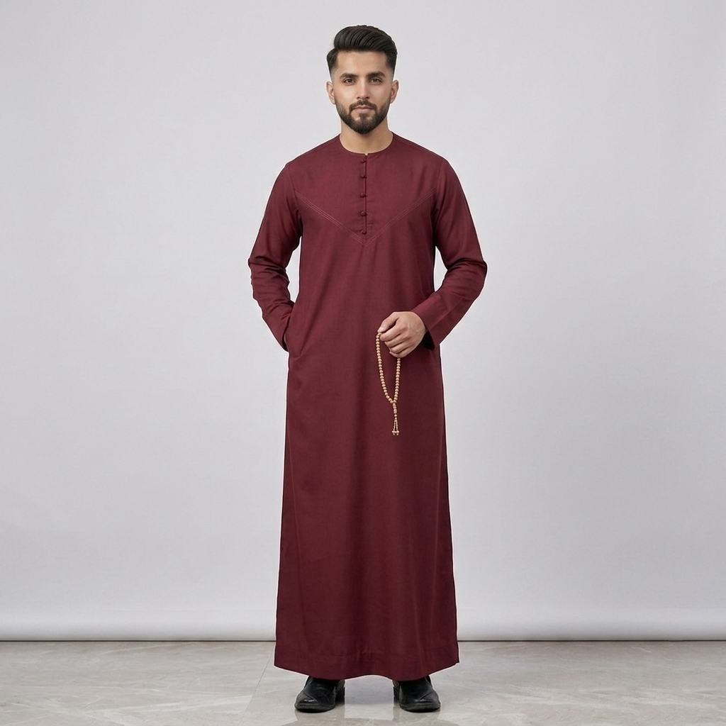 Omani Style Mens Maroon Thobes