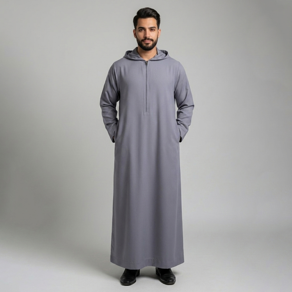 Oslo grey Mens Hooded Thobe