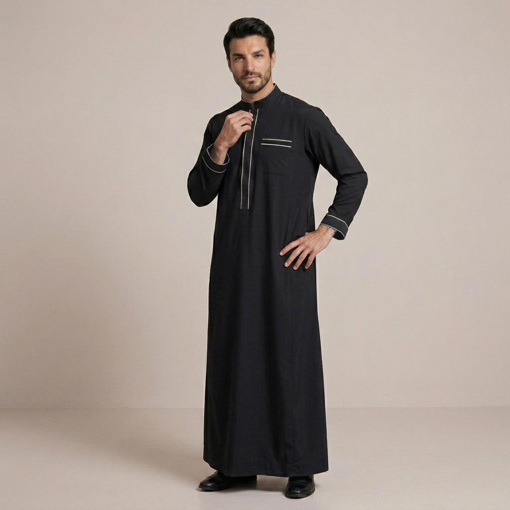 Premium Black Designer Thobe For Men