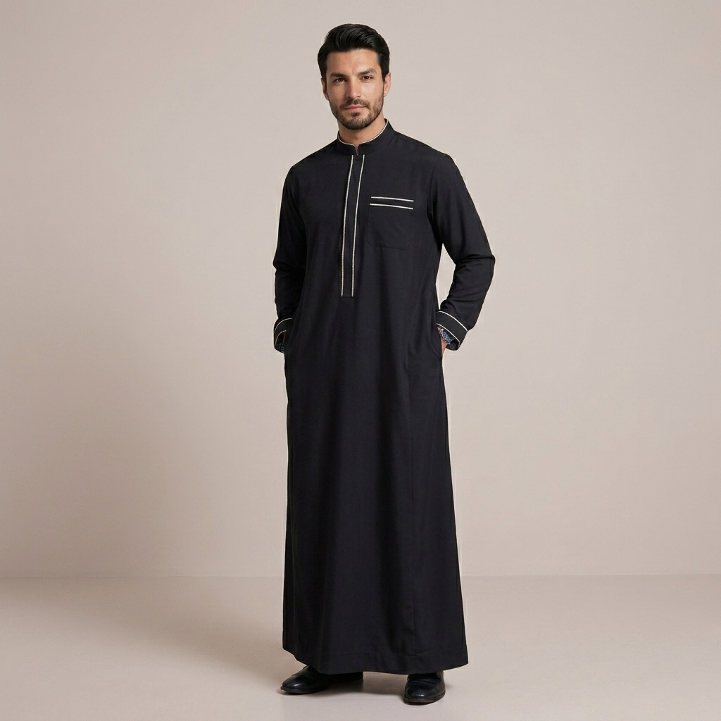 Premium Black Designer Thobe For Men
