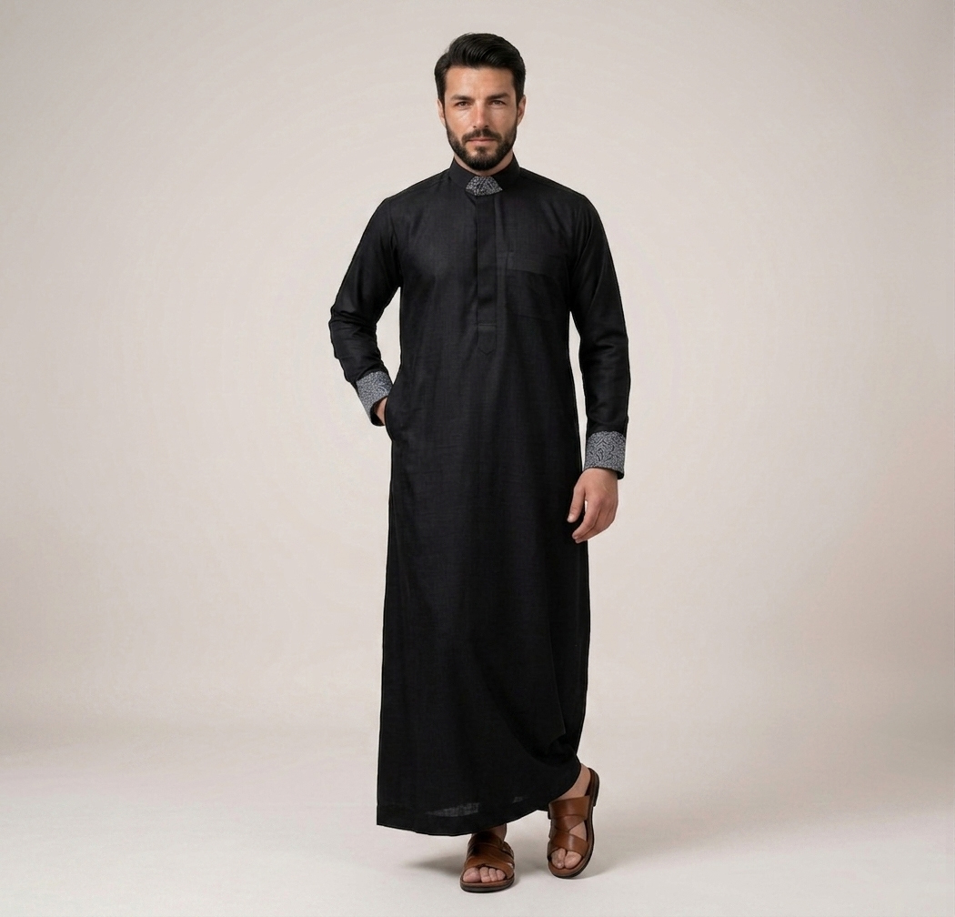 Premium Black Mens Designer Thobes