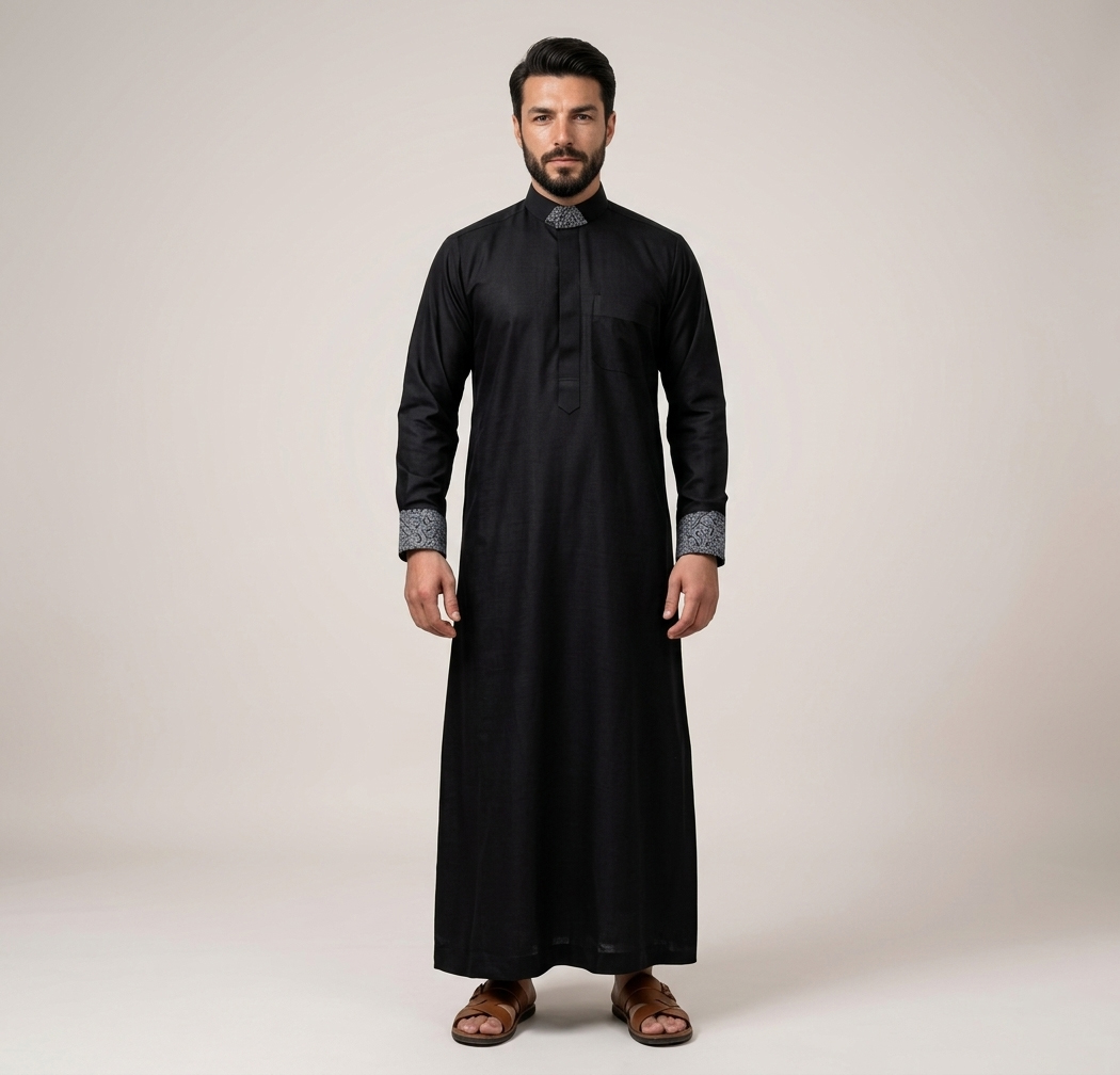 Premium Black Mens Designer Thobes