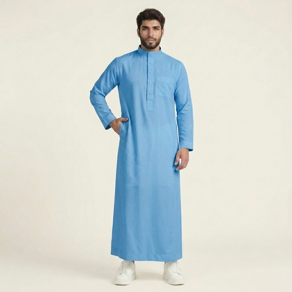 Premium Saudi Sky Blue Mens Thobe