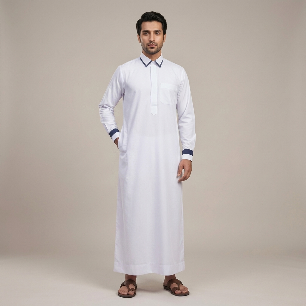 Traditional White Designer Thobe for Men