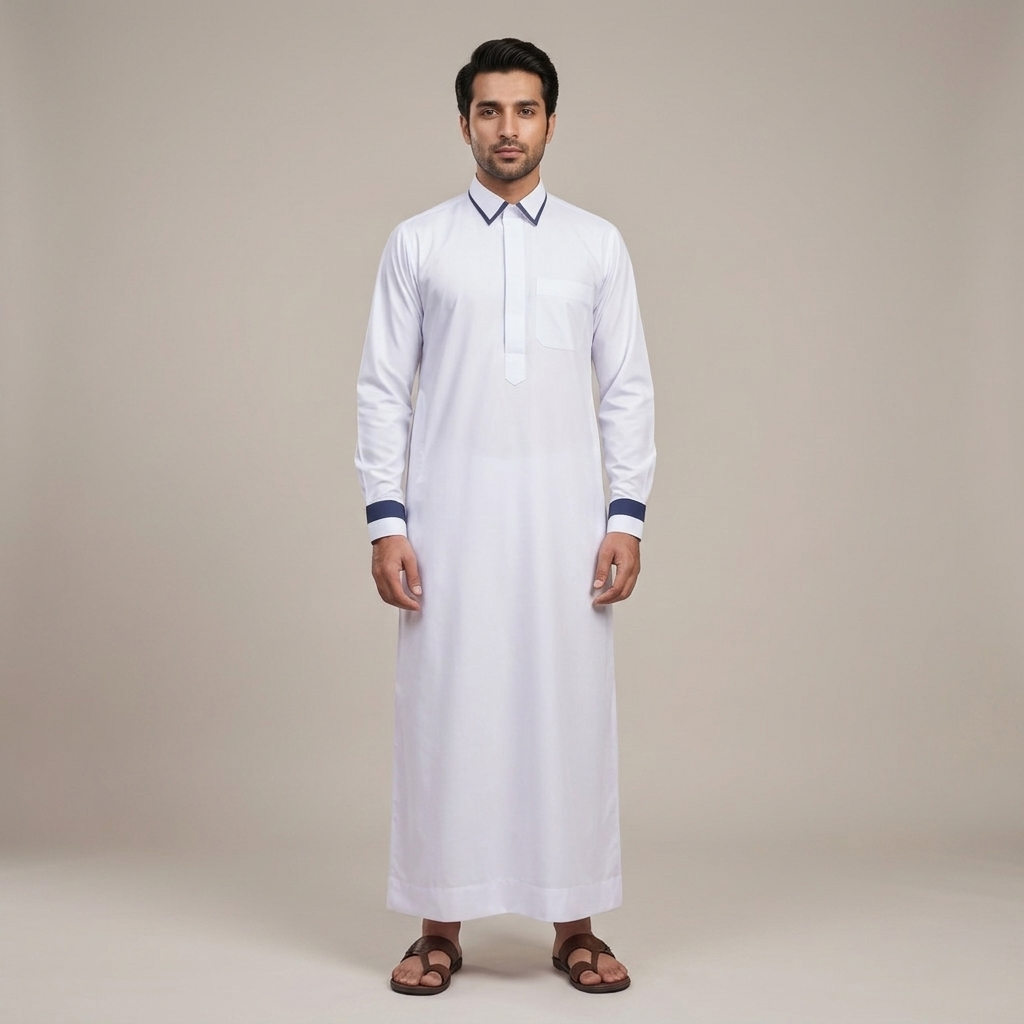 Traditional White Designer Thobe for Men