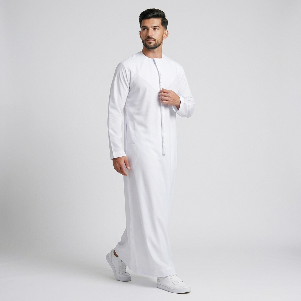 Traditional White Mens Emirati Thobe