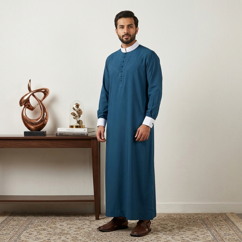 Designer Slate Blue Mens Thobe
