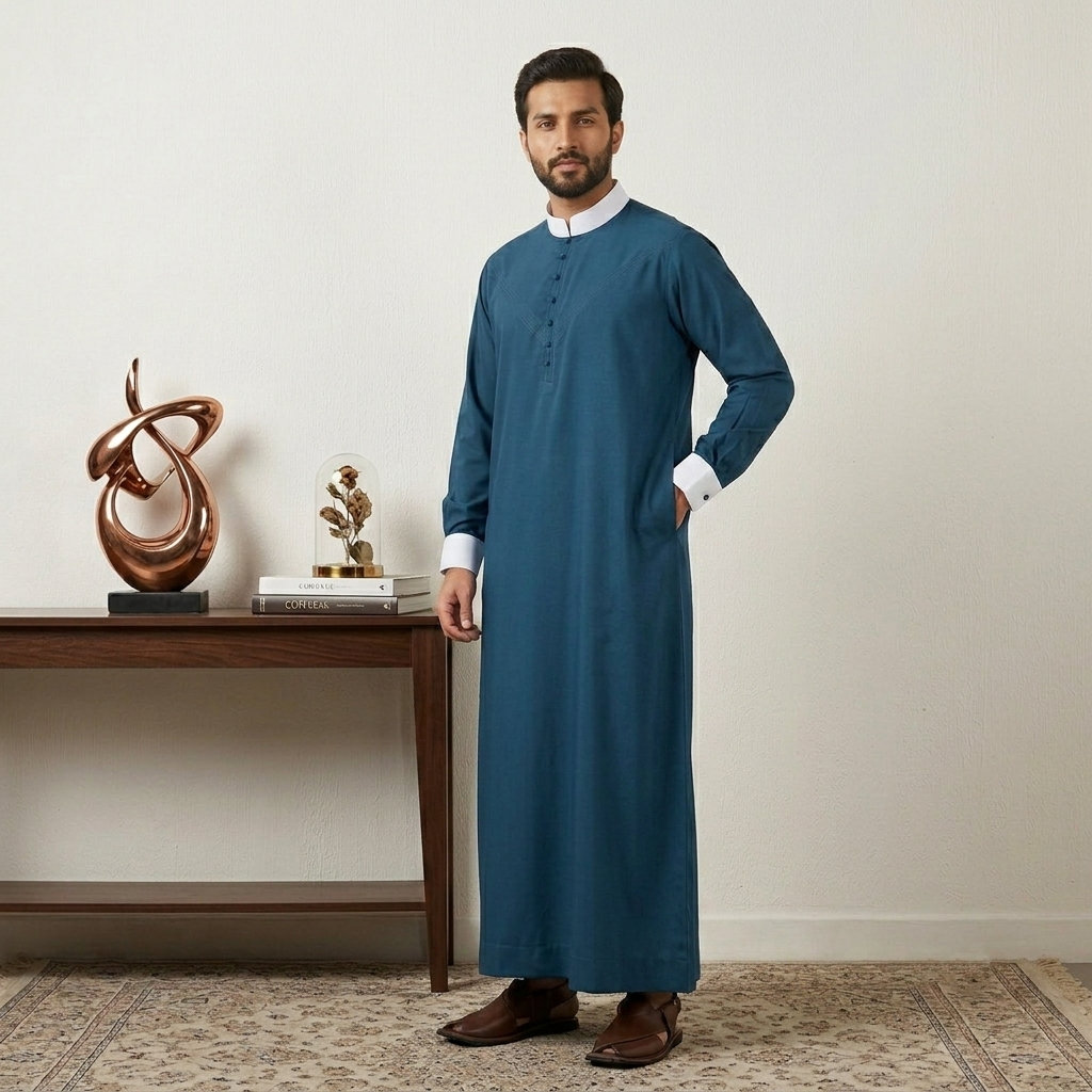 Designer Slate Blue Mens Thobe