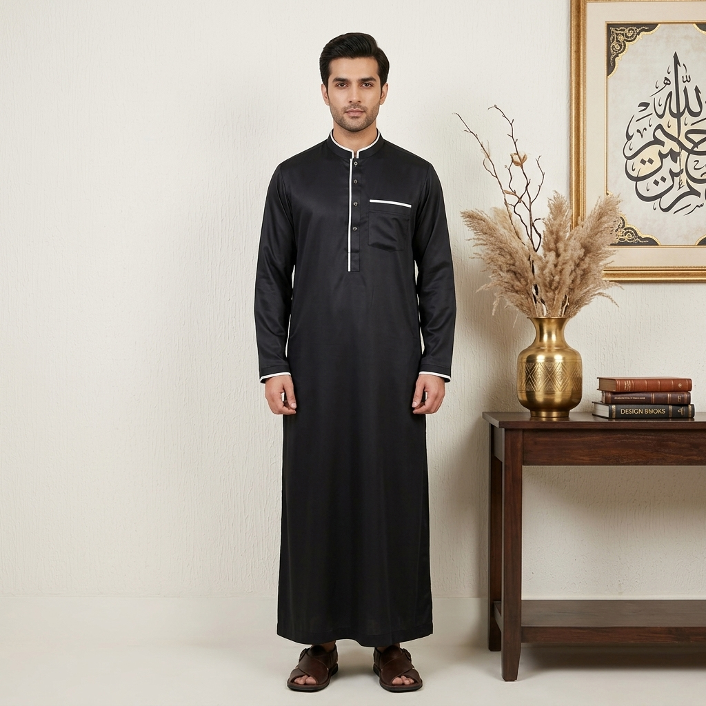 Modern Saudi Designer Mens Silk Thobe
