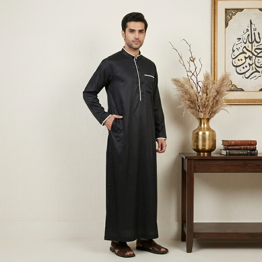 Modern Saudi Designer Mens Silk Thobe