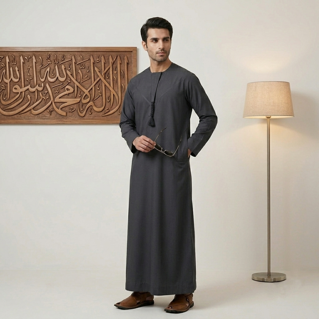 charcoal grey Emirati Style Mens Thobe charcoal grey Emirati Style Mens Thobe