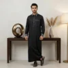 Black Designer Silk Mens Thobe USA