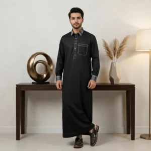 Black Designer Silk Mens Thobe USA Black Designer Silk Mens Thobe USA