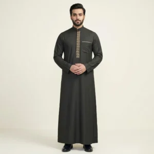 Black Embroidered Thobe for Men USA Black Embroidered Thobe for Men USA