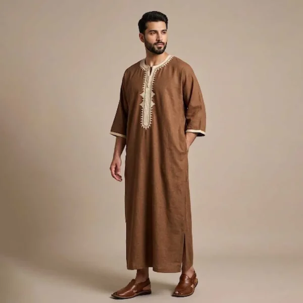 Brown Modern Moroccan Thobe USA