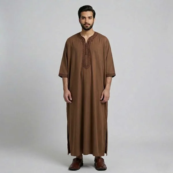 Brown Moroccan Loose Fit Thobe USA