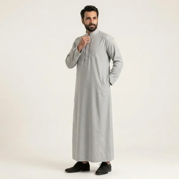 Classic Dove Grey Men's Arabic Thobe