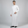 Classic Emirati-Inspired White Silk Thobe for Men