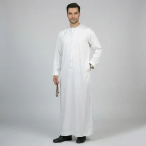 Classic Emirati Inspired White Silk Thobes for Men USA