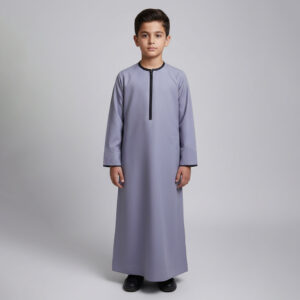 Classic-Grey-Designer-Jubba-Thobe-for-Boys.jpg Classic Grey Designer Jubba Thobe for Boys