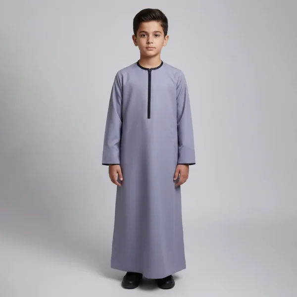 Classic Grey Designer Jubba Thobe for Boys USA