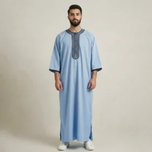 Classic Light Blue Moroccan Men’s Thobe USA